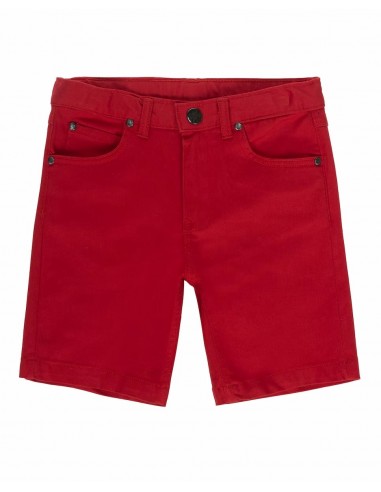 Ubs2 - Pantalón corto de niño de twill elástico con 5 bolsillos rojo