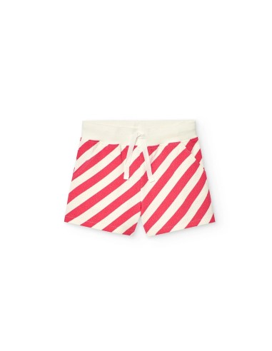 Bóboli - Short de punto con relieve para niña en color rojo y blanco